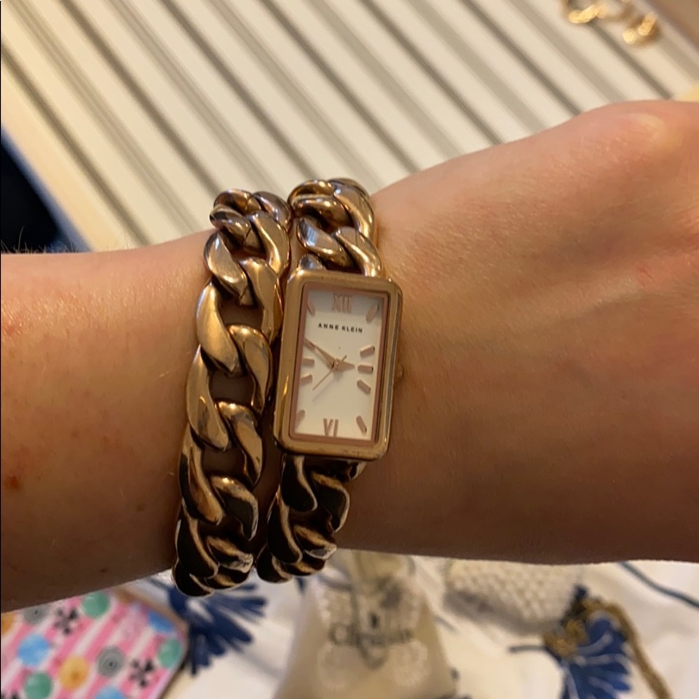 Anne Klein rose gold chain watch